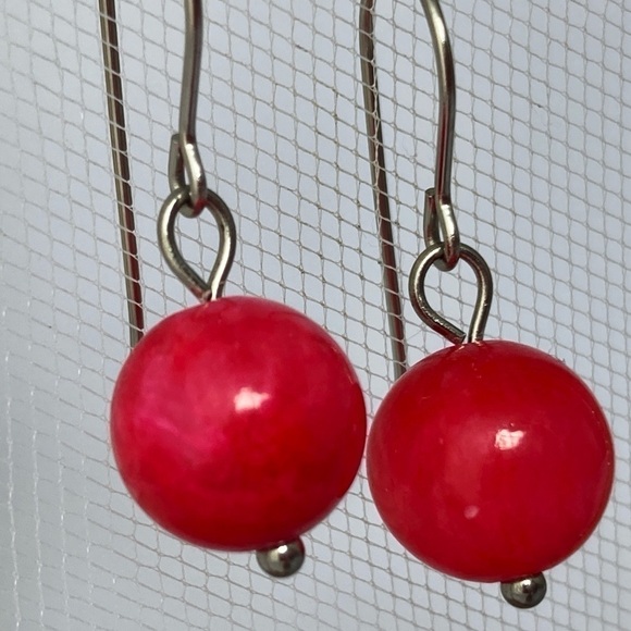 PINK jade simple drop dangle earrings - Picture 6 of 11